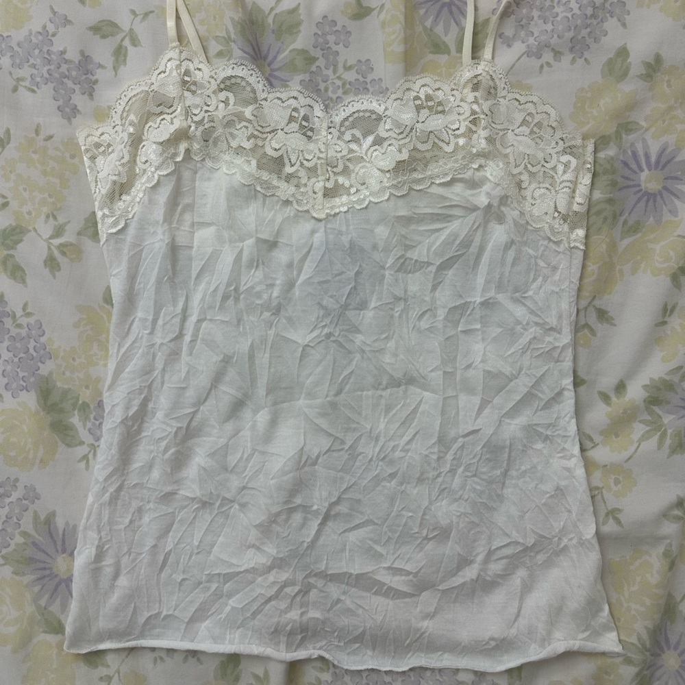 Vintage Charlotte Russe Lace Cami in White/Cream, Size S